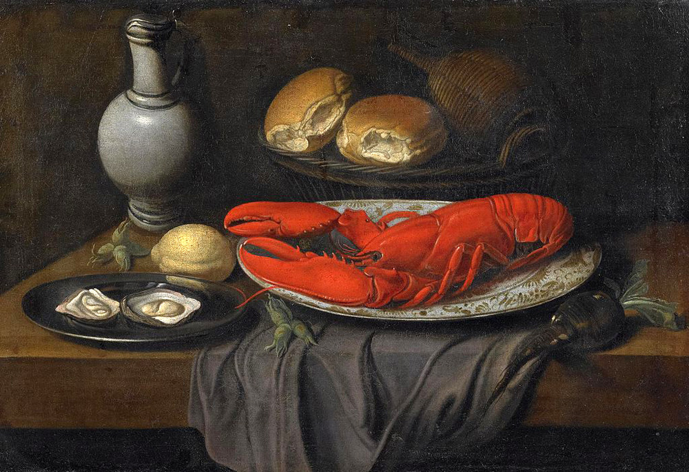 still life with lobster and oysters